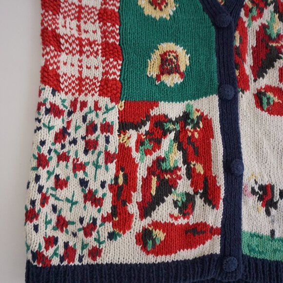 VTG Eagle’s Eye Patchwork Knit Cardigan 55% Ramie 45% Cotton Eclectic Grandpa M - Picture 7 of 9